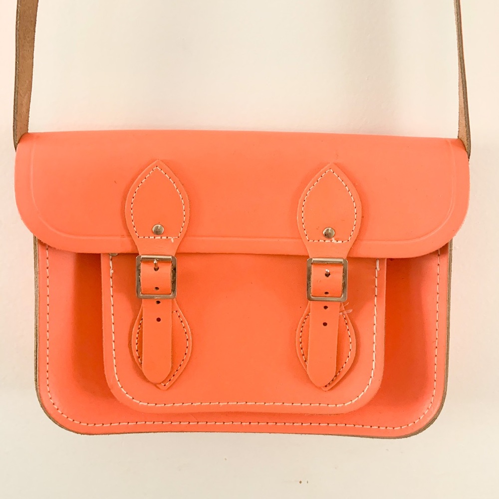 Peach/ orange colored crossbody satchel